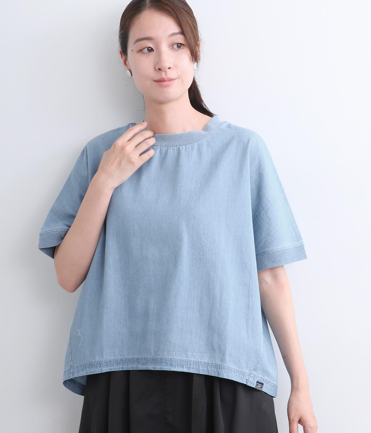 リブ使いワイドプルオーバー(インディゴブルー-M)