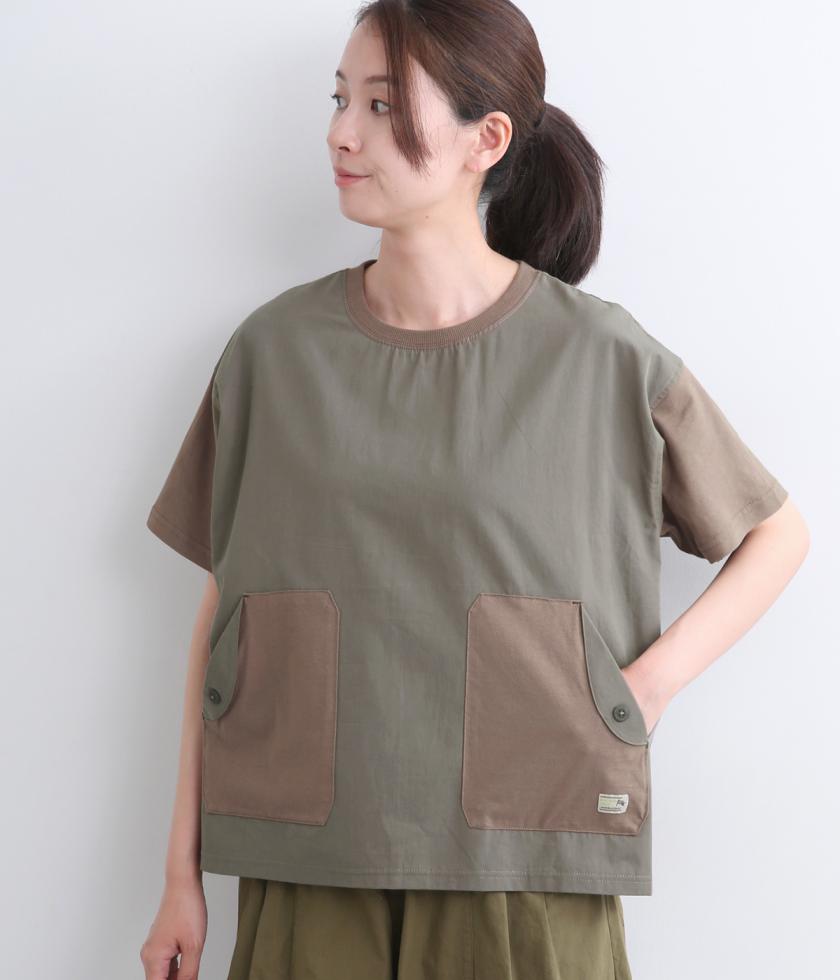 異素材使いワイドプルオーバー