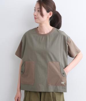 異素材使いワイドプルオーバー