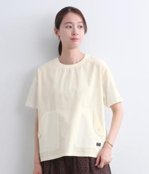 異素材使いワイドプルオーバー(オフホワイト-M)