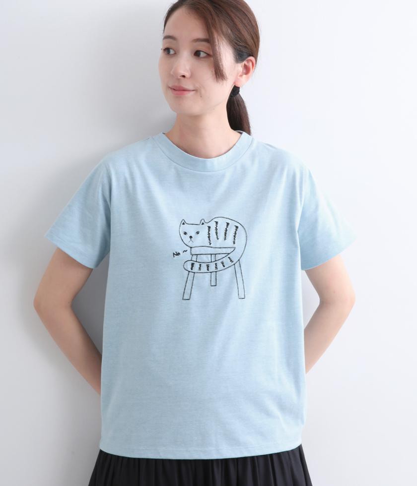 猫刺繍入りTシャツ