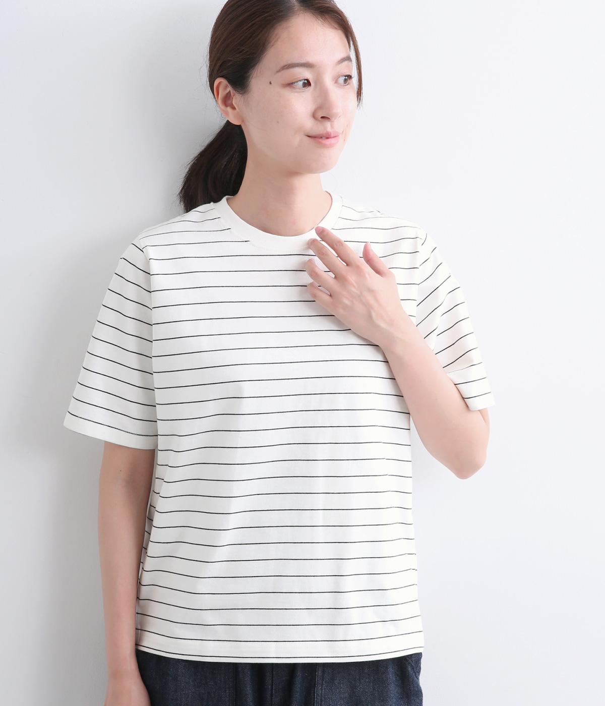 先染めボーダーTシャツ(オフホワイト-M)