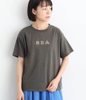 SEA　ロゴパッチワークTシャツ