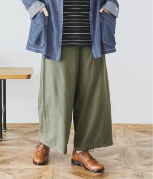 ワイドフレアパンツ(カーキ-M)