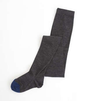 ウール天竺つま先配色カラータイツ(チャコール-ONESIZE)