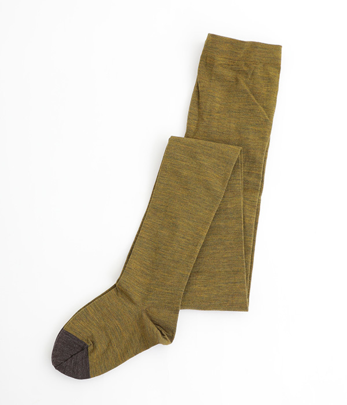 ウール天竺つま先配色カラータイツ(マスタード-ONESIZE)