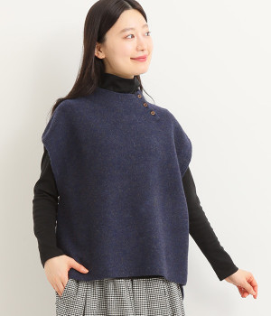 ホールガーメント　ウールベスト(ネイビー-ONESIZE)