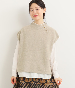 ホールガーメント　ウールベスト(ベージュ-ONESIZE)