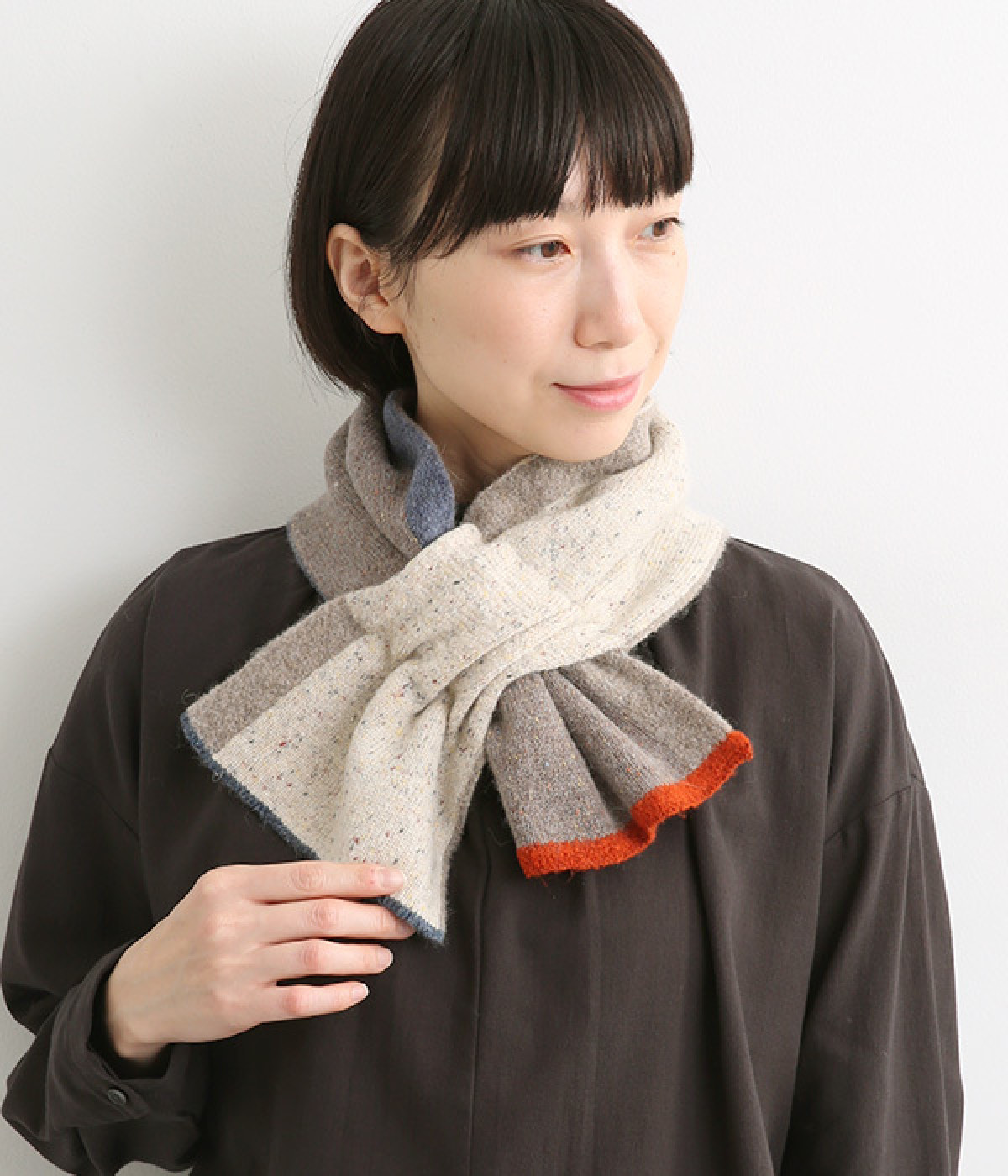 アンゴラウール　ミニ差し込みマフラー(ベージュ-ONESIZE)