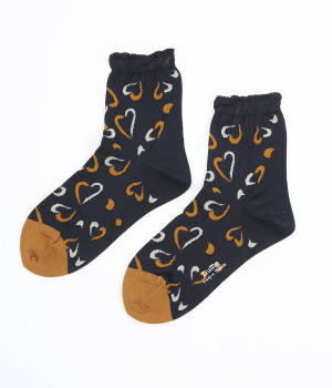 ハートドット柄ソックス(ネイビー-ONESIZE)