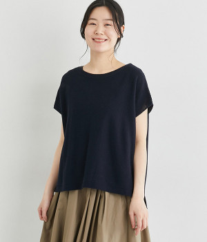 ホールガーメント　ギマコットンプルオーバー(ネイビー-ONESIZE)