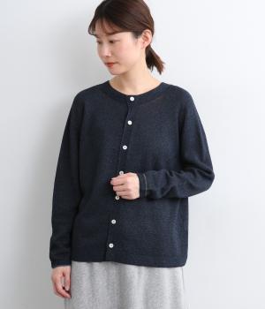 ホールガーメント ペーパーコットン混カーディガン(ネイビー-F)