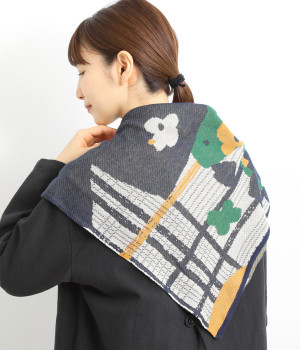 コットンニットスカーフ(ネイビー-ONESIZE)