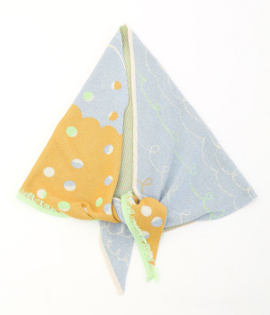 コットン菱形ニットストール(ブルー-ONESIZE)