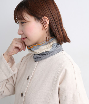 シルクメッシュ編みスヌード(ブルー-ONESIZE)