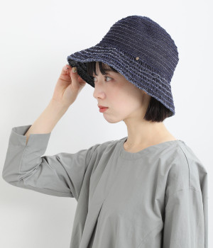 デニムギャザーブレードハット(ネイビー-ONESIZE)