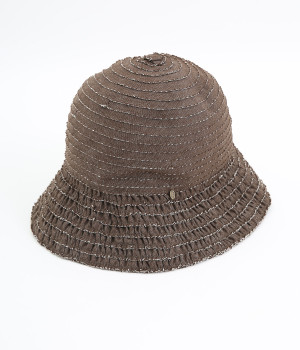 デニムギャザーブレードハット(ブラウン-ONESIZE)