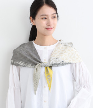 三角ニットストール(ベージュ-ONESIZE)