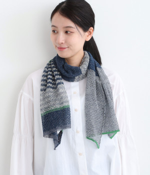 リネンブークレメッシュストール(ネイビー-ONESIZE)