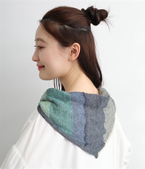 コットン三角ニットストール(ネイビー-ONESIZE)
