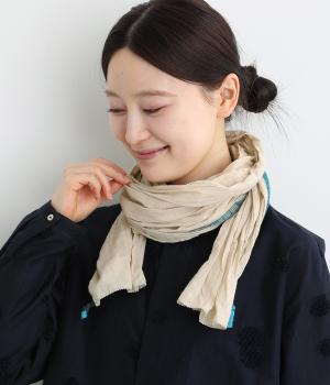 コットンニットテープ付きストール(ベージュ-ONESIZE)