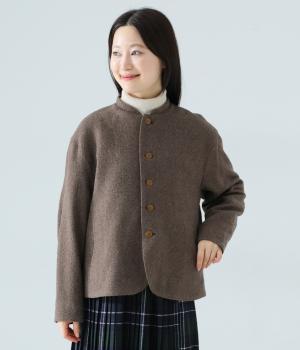 ウール綾ガーゼブルゾン(ブラウン-2)