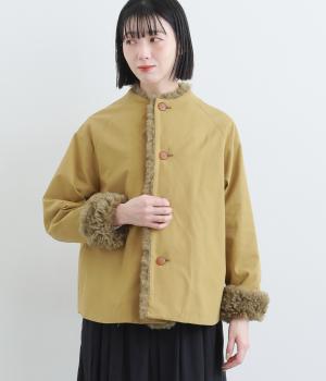 コットンファー付きブルゾン(カーキベージュ-2)