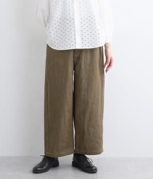 デニムストレートワイドパンツ(カーキ-2)