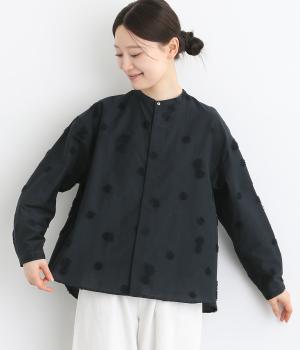 コットン オリジナルジャカード生地 シャツ(ネイビー-3)