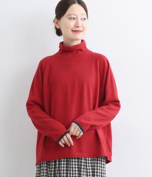 ホールガーメント天竺ワイド巾オフタートル(レッド-F)