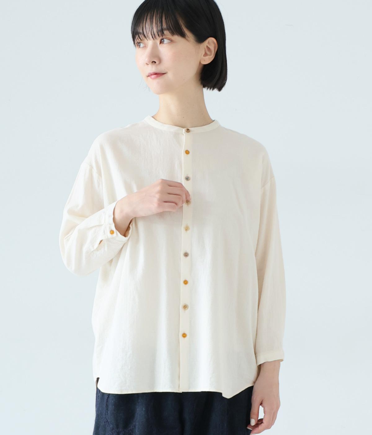 コットンビエラ変わり釦シャツ(オフホワイト-2)