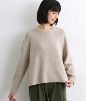 ホールガーメント　ウール丸襟プルオーバー(ライトベージュ-0)