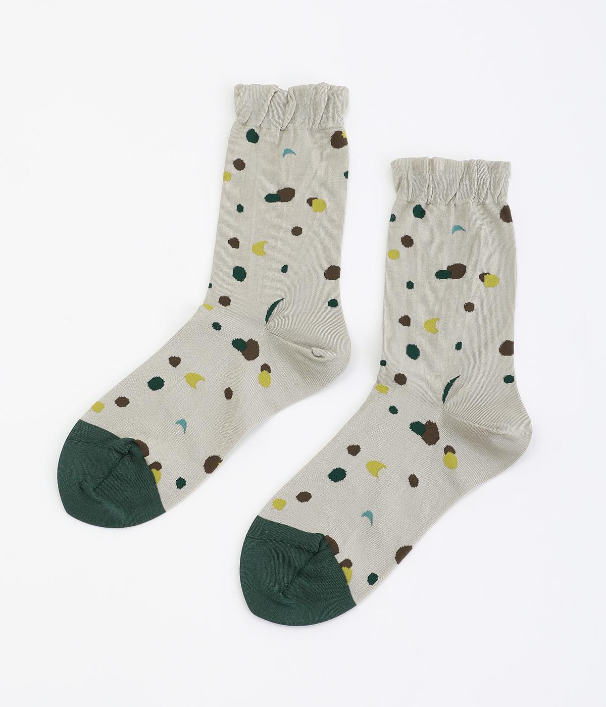 コットン　オリジナル柄マメドットソックス(ライトグレー-ONESIZE)