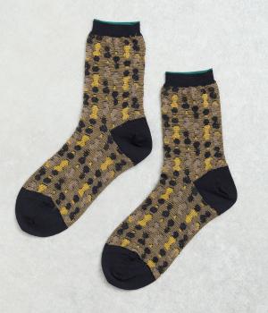 ウールジャカードピーナッツ柄ソックス