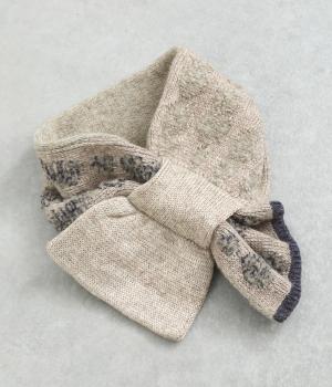 ウールブークレー差し込みニットストール(ベージュ-F)