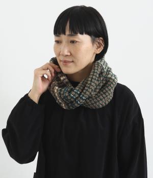 ニットジャカードニットスヌード(ベージュ-F)