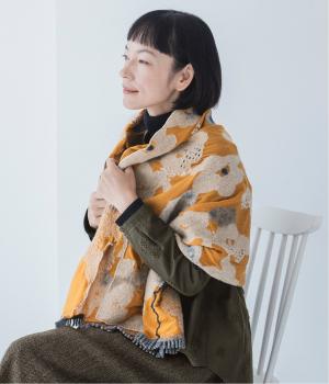 オリジナルカットジャカードストール(キャメル-0)