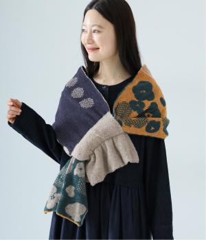 ドットフラワーブークレー差し込みマフラー(ベージュ-0)