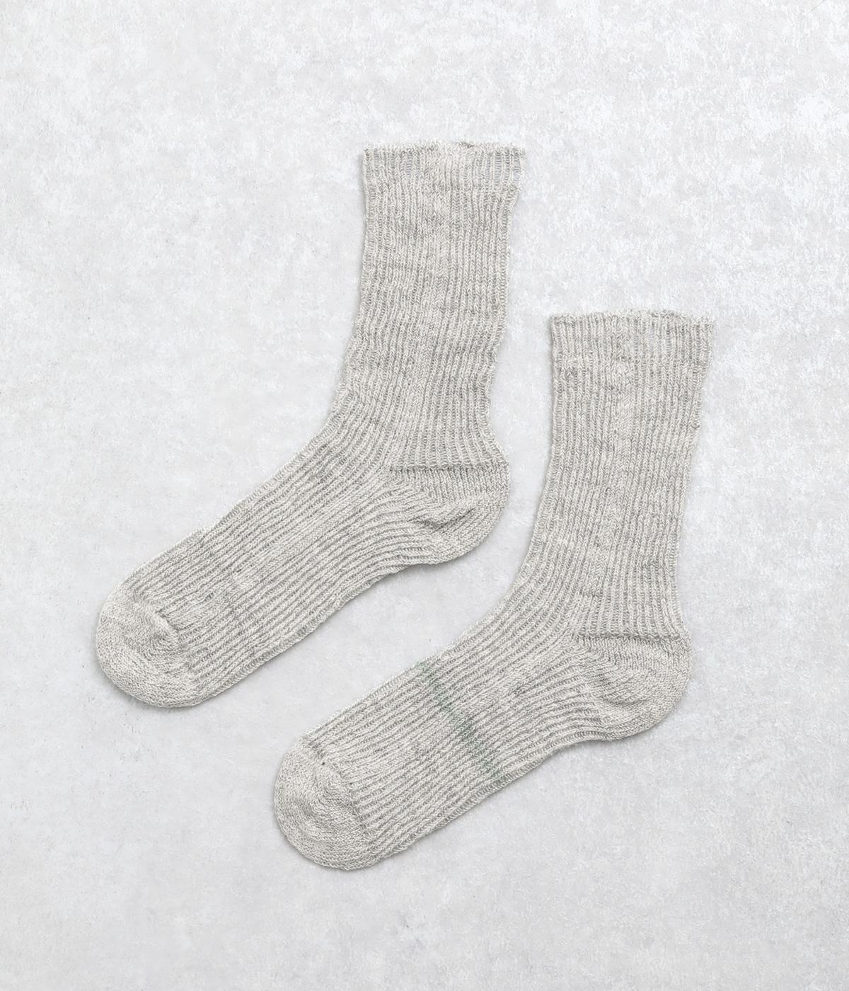 ホールガーメント リブリネンソックス(ライトグレー-F)