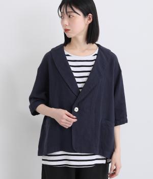 リネン5分袖ジャケット(ネイビー-3)