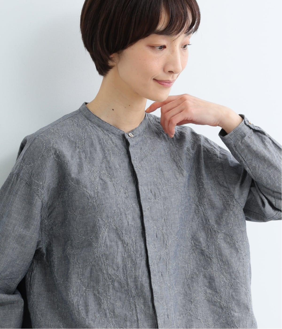 コットンストライプ刺繍シャツ｜nume（ヌメ）の商品詳細