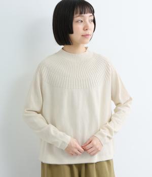 ホールガーメントドライタッチコットン求心編みプルオーバー(生成-F)