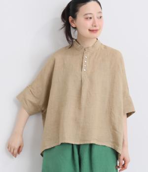リネン　ワイドプルオーバーシャツ(ベージュ-2)
