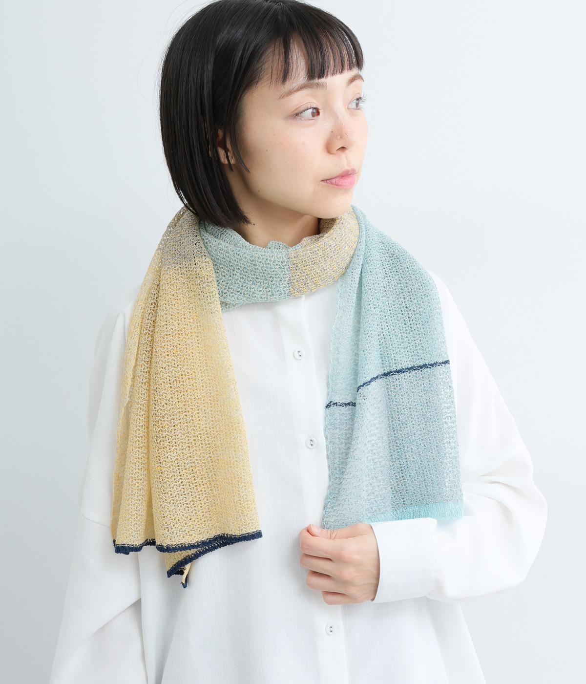 リネンメッシュストール(ブルー-F)