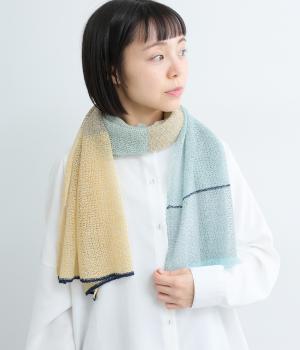 リネンメッシュストール(ブルー-F)