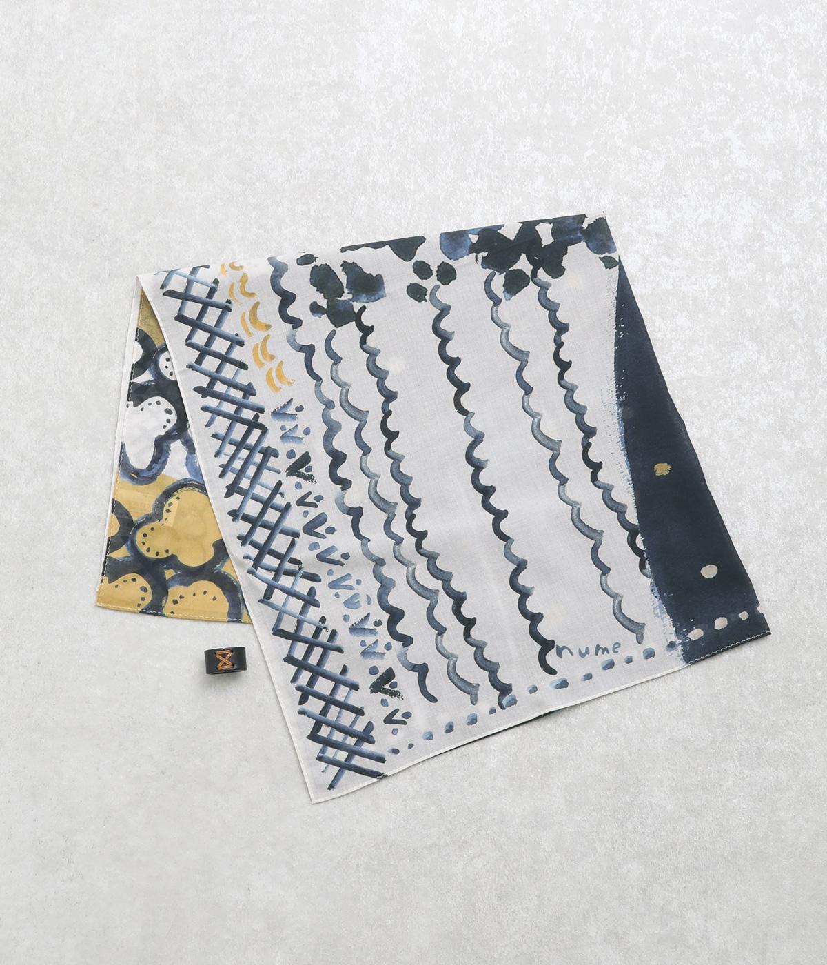 コットンスカーフ(レザーリング付き)(ネイビー-F)