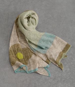 リネンインターシャニットストール(カーキベージュ-0)