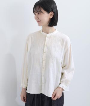 コットンWガーゼ刺繍シャツ（オフホワイト・2）