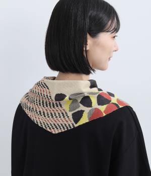 シルク菱形ニットバンダナストール(ベージュ-F)