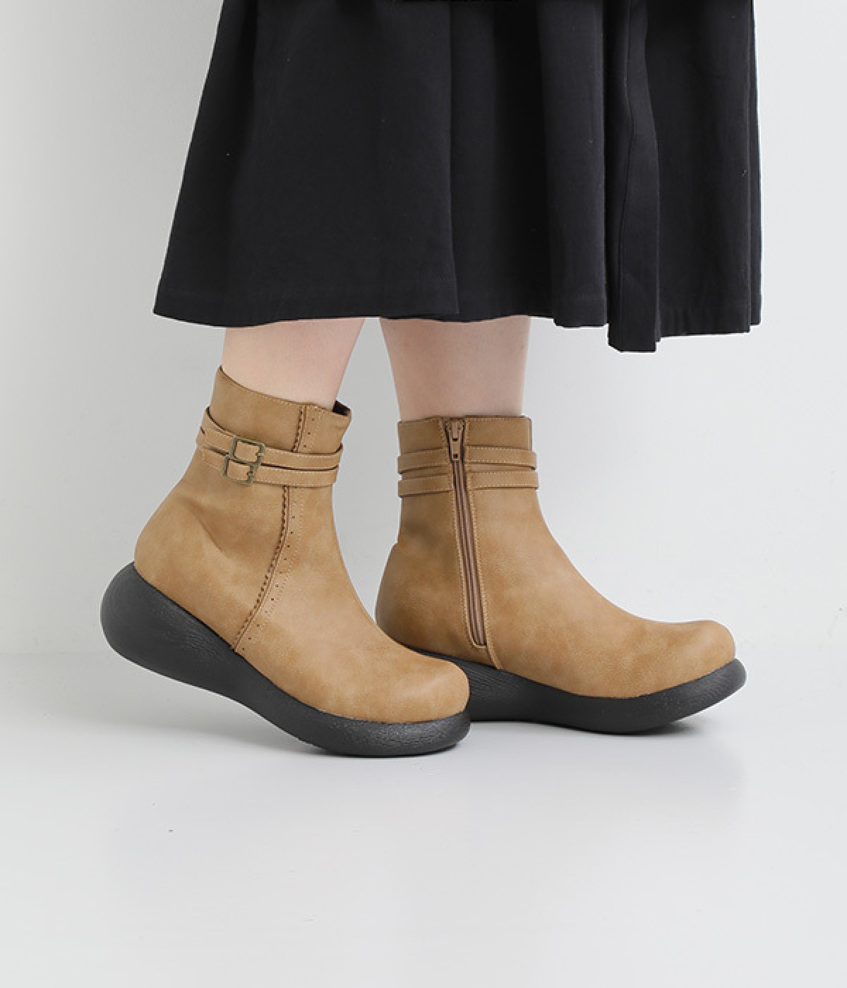 ピンキングデザインブーツ(クルミ-S)